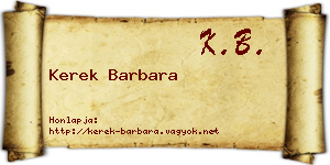 Kerek Barbara névjegykártya